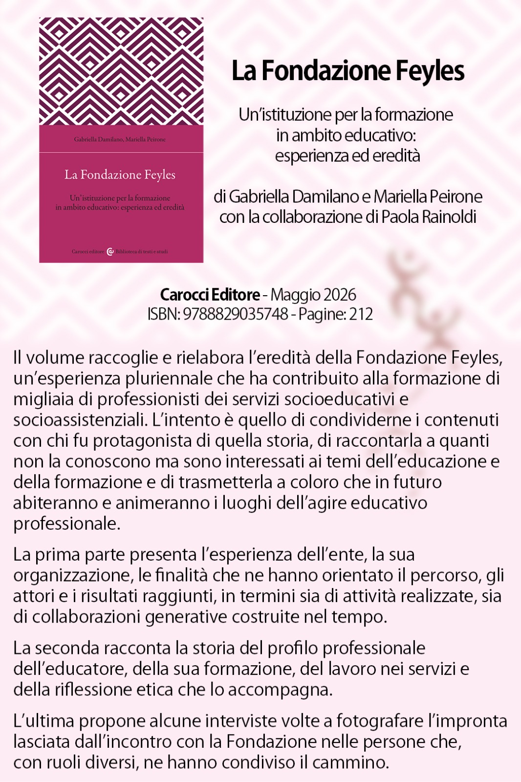 Locandina del volume La Fondazione Feyles